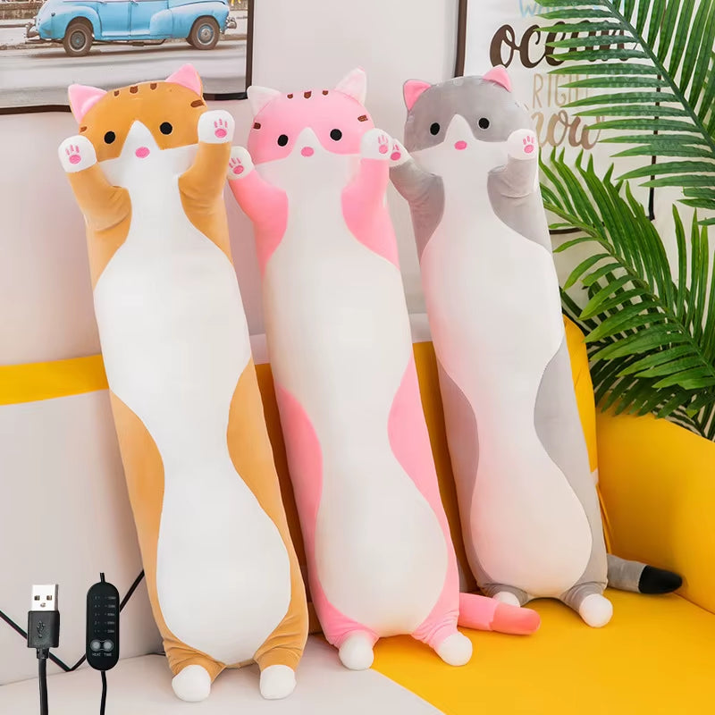 Portable Cute Stuffed Animal Heat Pad USB Cat Electric Hot Pad Dolls for Period Cramps Pain Relief Girl Women Gift Heating Pads