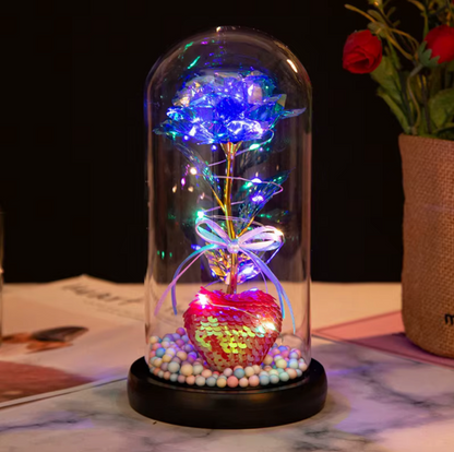 Valentines Day Gift for Girlfriend Eternal Rose Flowers LED Light in Glass Cover Day Wedding Decoration Favors Mother Day Female Gift Gift