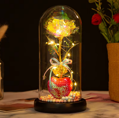 Valentines Day Gift for Girlfriend Eternal Rose Flowers LED Light in Glass Cover Day Wedding Decoration Favors Mother Day Female Gift Gift