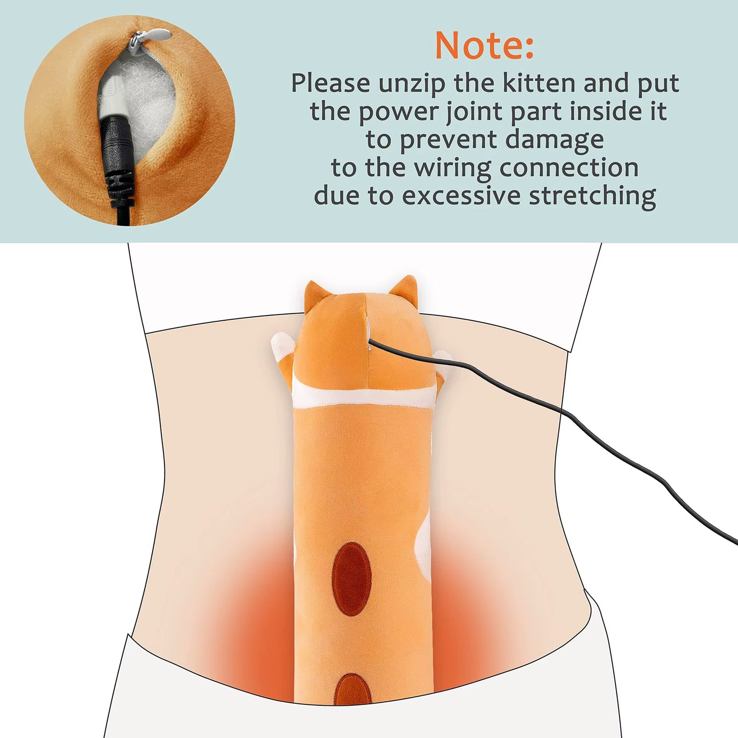 Portable Cute Stuffed Animal Heat Pad USB Cat Electric Hot Pad Dolls for Period Cramps Pain Relief Girl Women Gift Heating Pads