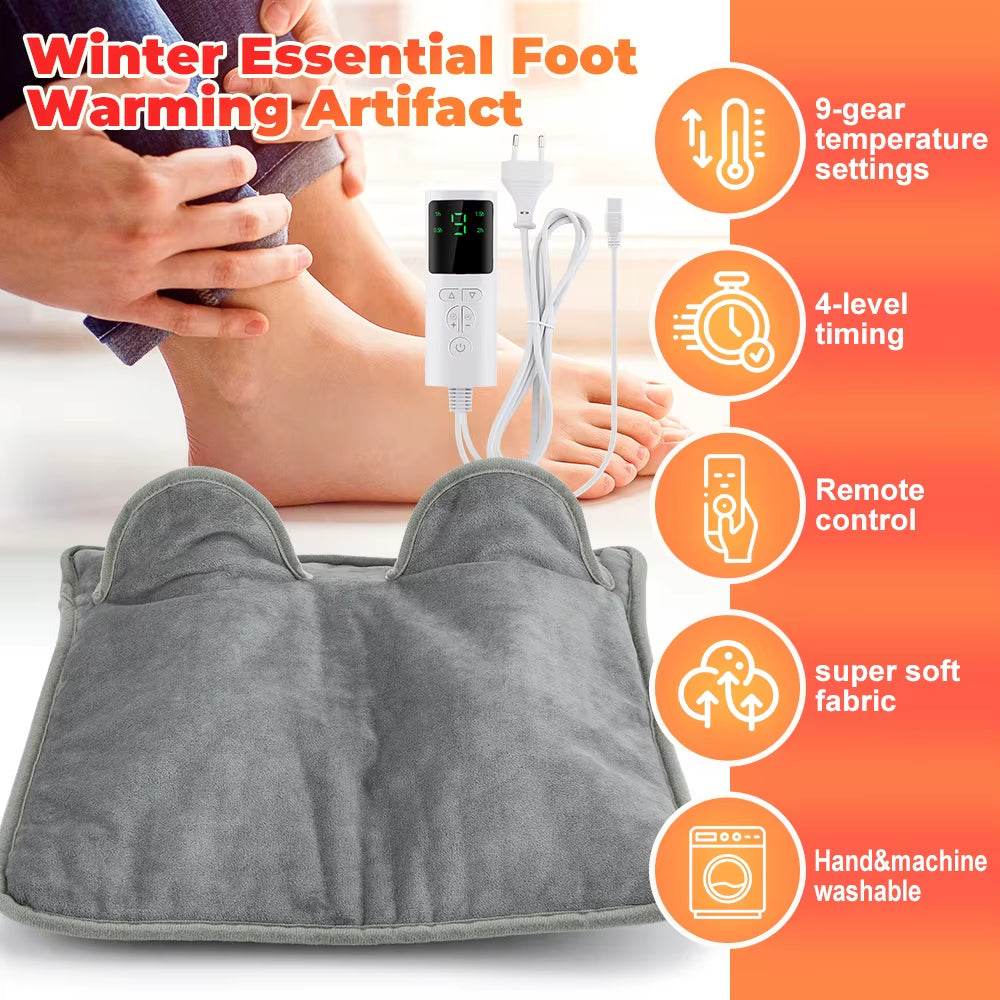 Electric Foot Heating Pad Washable Feet Warmer Heater Household Soft Plush Winter Warm Blanket Foot Warming Mat Home Office
